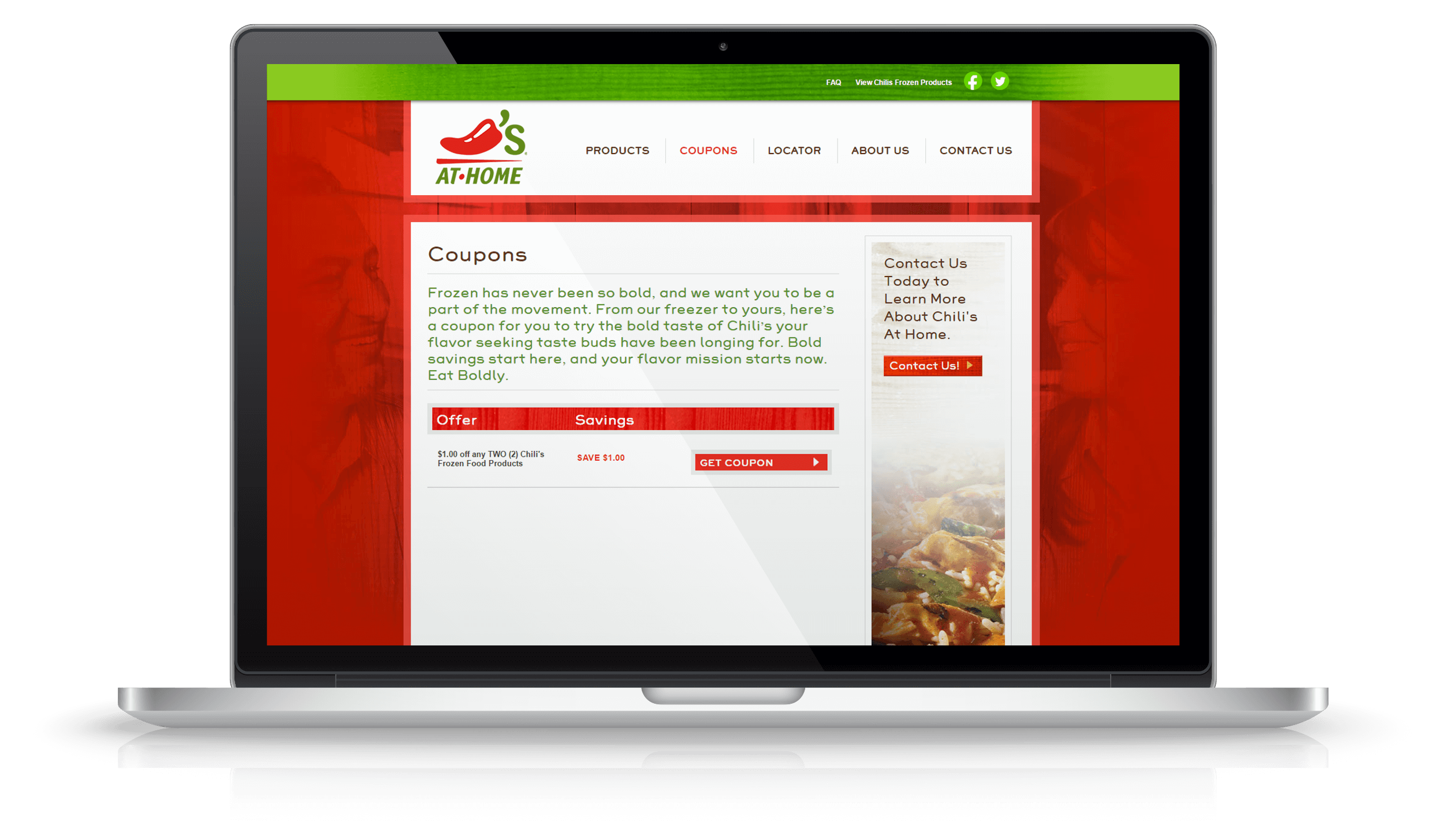 Pixelnation Project: Chilis at Home Website - Coupons Page