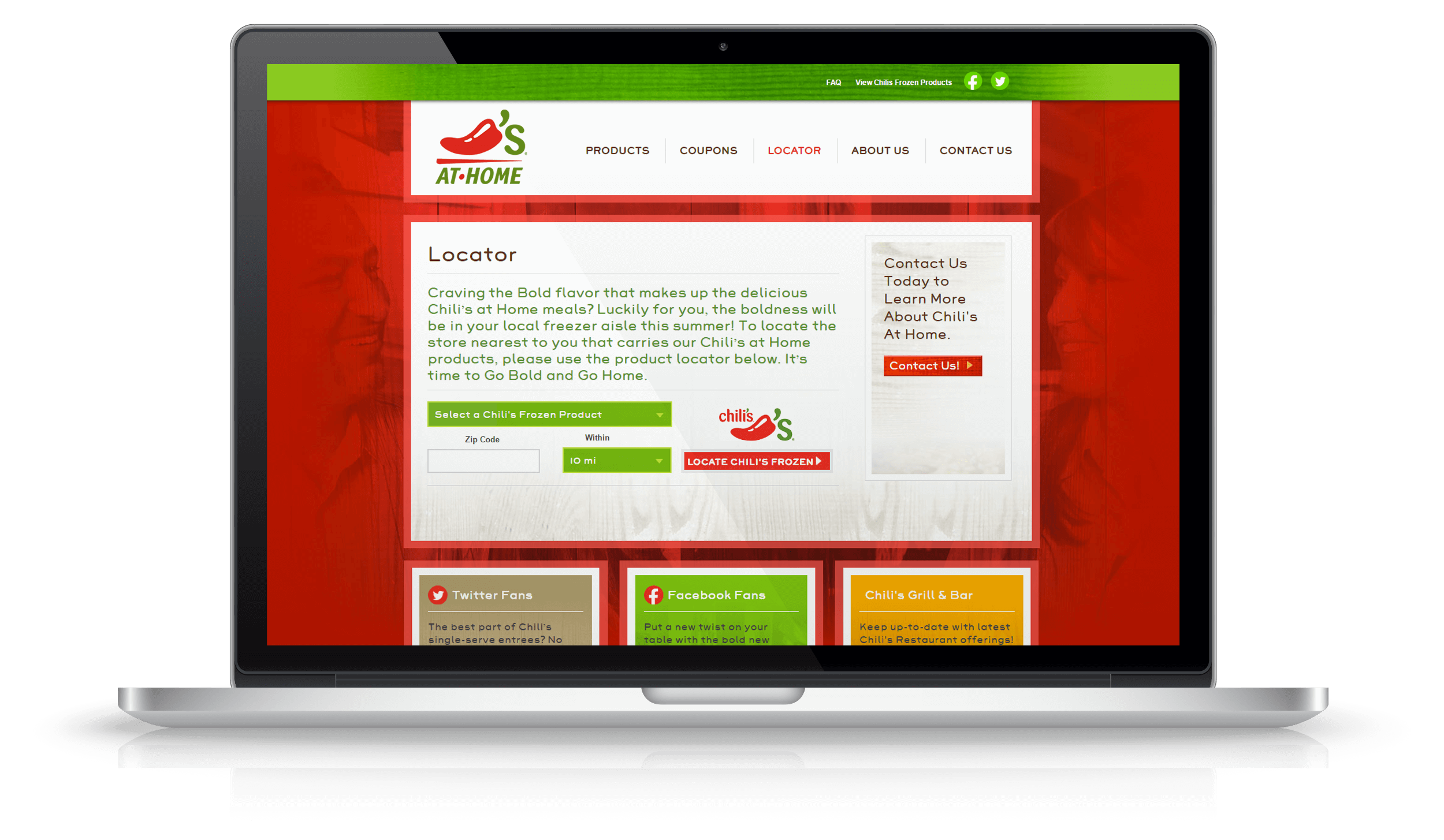 Pixelnation Project: Chilis at Home Website - Locator Page
