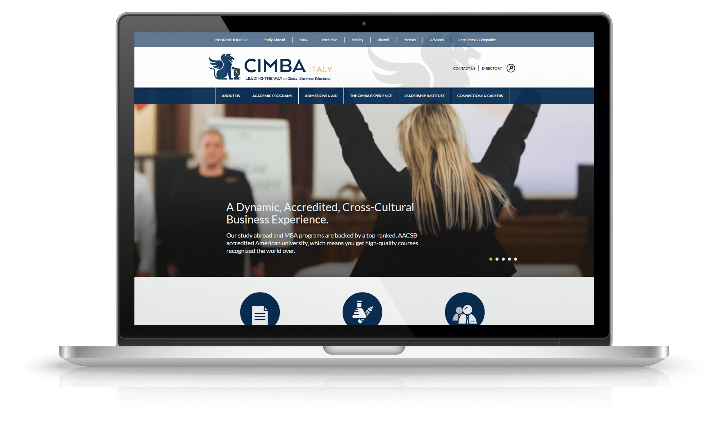 Pixelnation Project: CIMBA Italy Website - Home Page