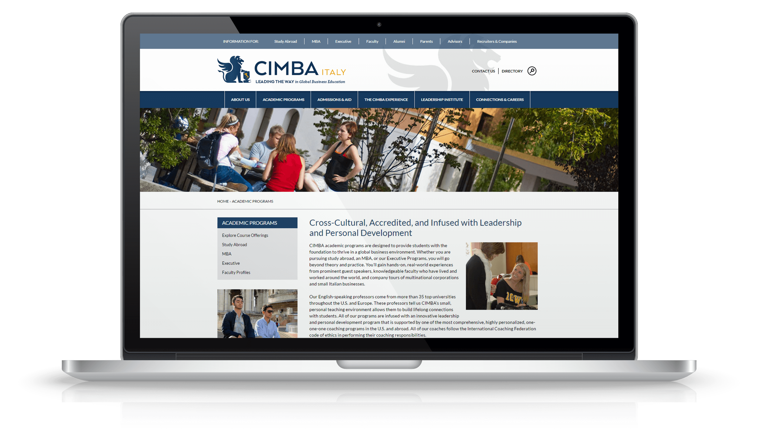 Pixelnation Project: CIMBA Italy Website - Academic Page