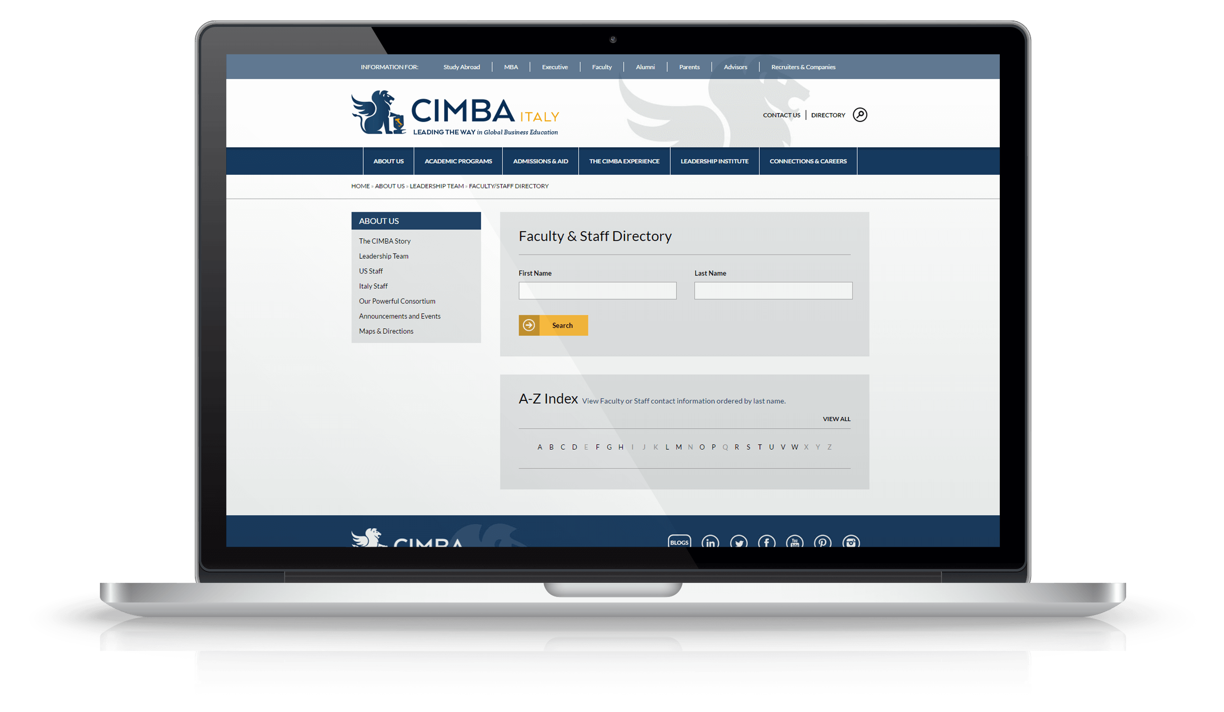 Pixelnation Project: CIMBA Italy Website - Directory Page