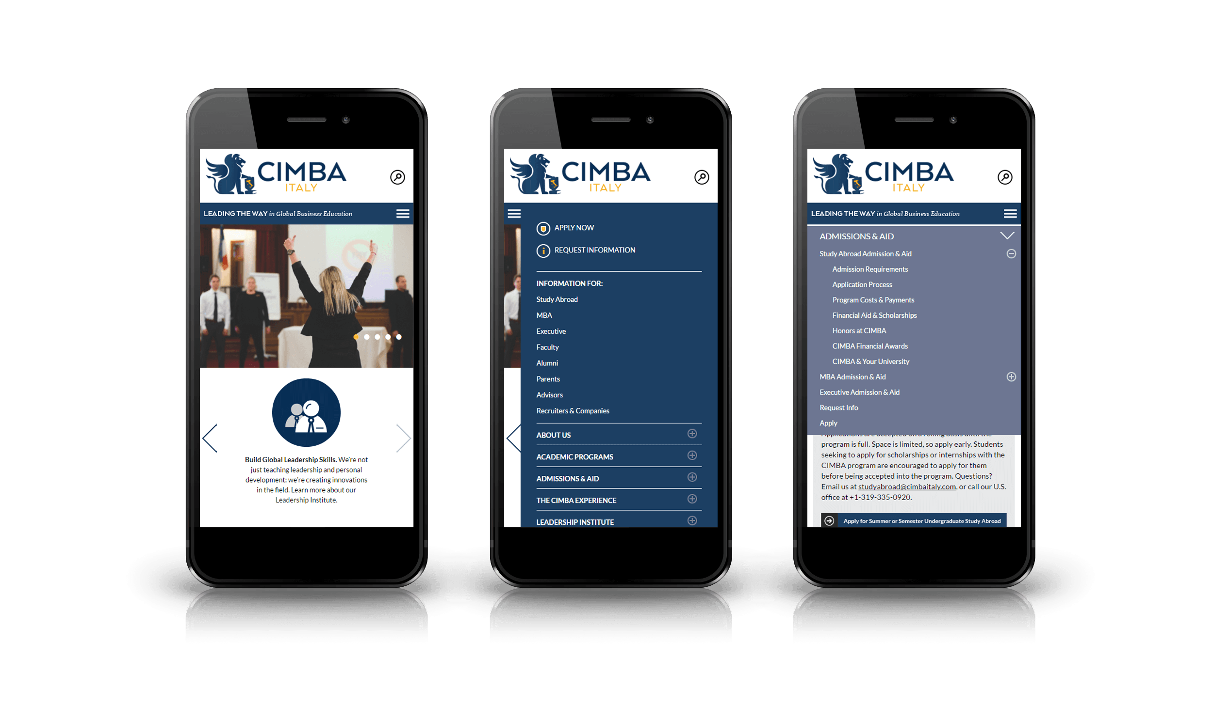 Pixelnation Project: CIMBA Italy Website - Responsive