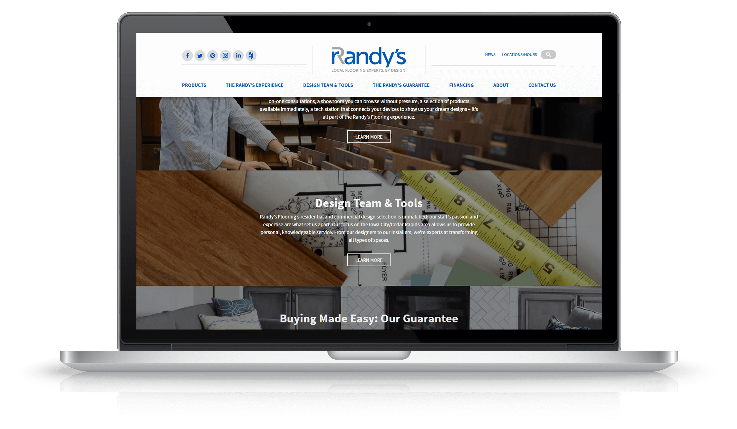 Pixelnation Project: Randys Flooring Website - Scrolled Page