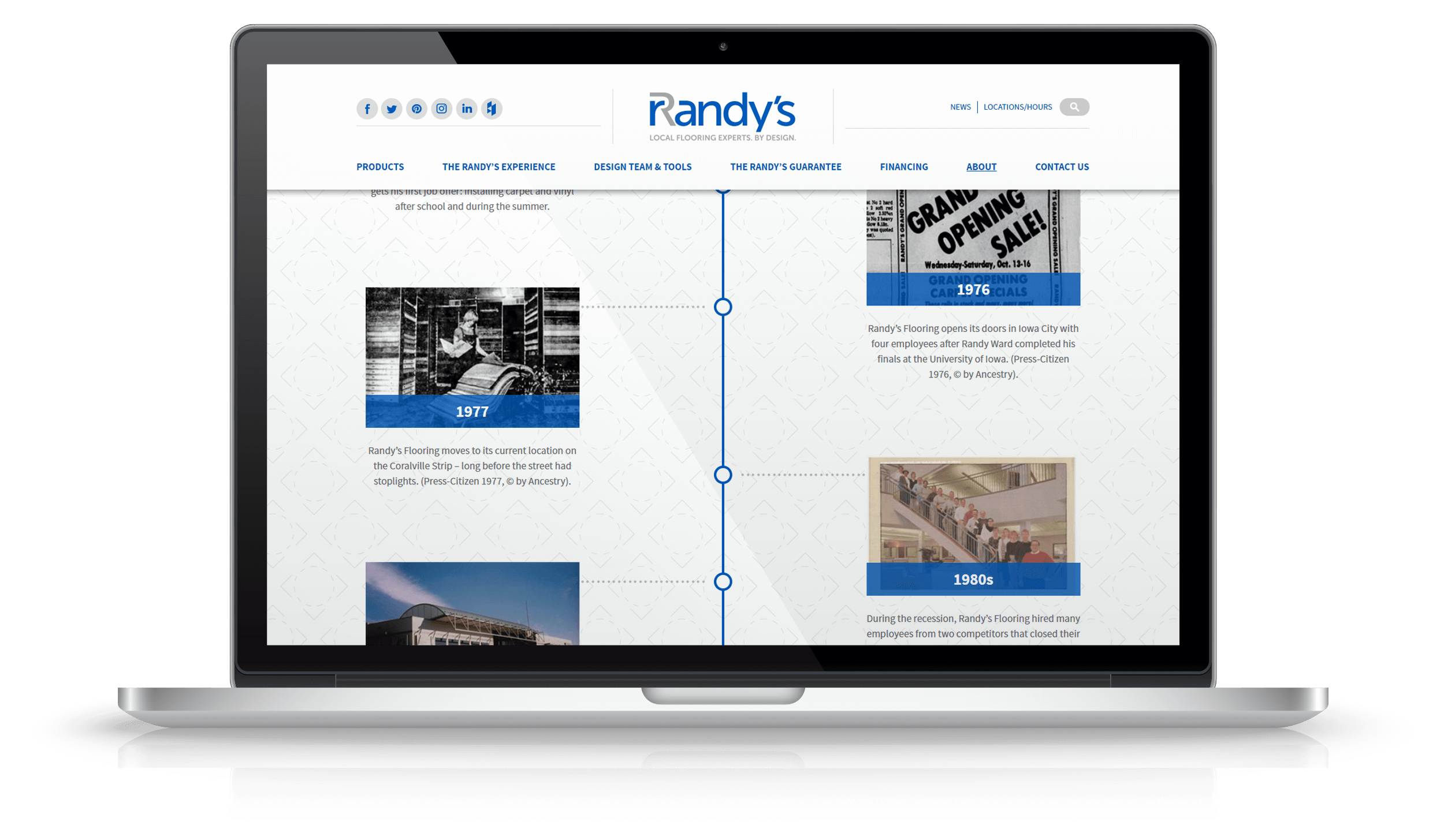 Pixelnation Project: Randys Flooring Website - Timeline Page